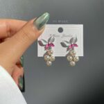 گوشواره پروانه با آویز مروارید